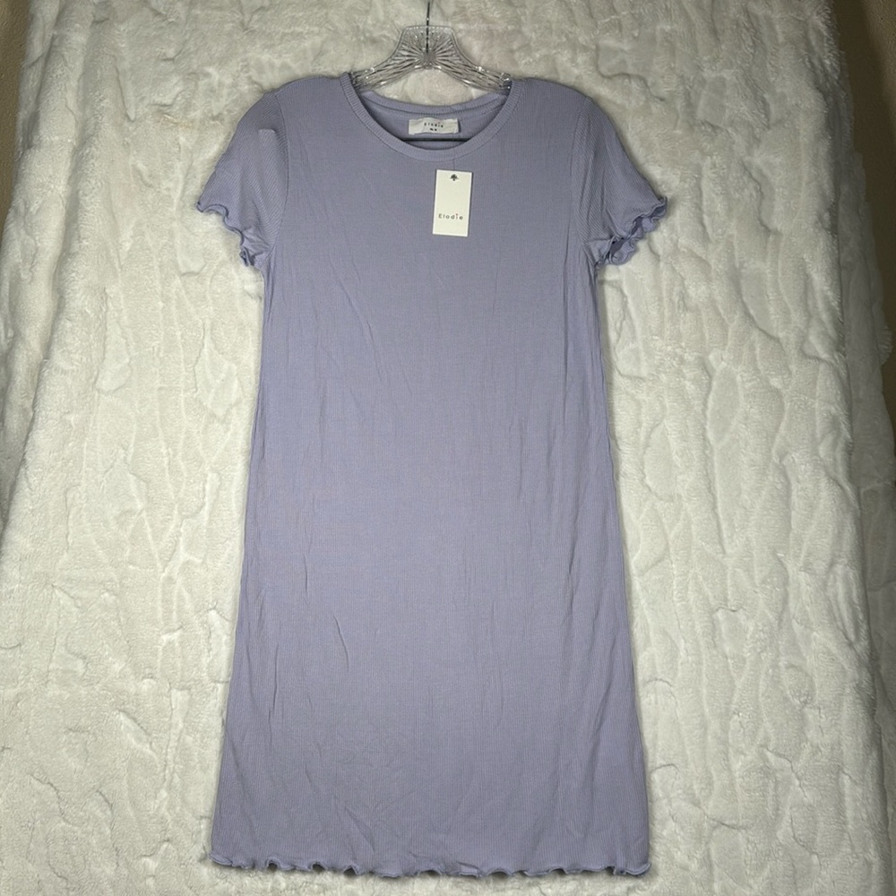 Elodie Waffle Knit Lettuce Hem Short‎ Sleeve Dress
